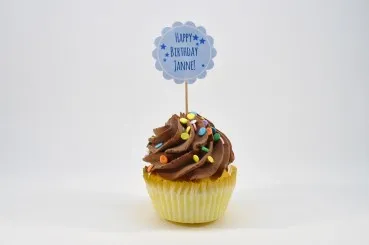 Cupcake-Topper zum Geburtstag Happy Birthday in blau