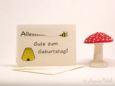 Karte zum Geburtstag "Alles Gute zum Geburtstag" mit einer süßen Biene