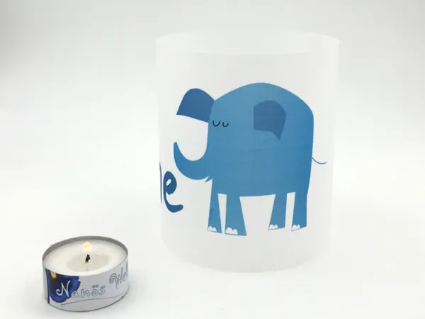 Windlicht blauer Elefant